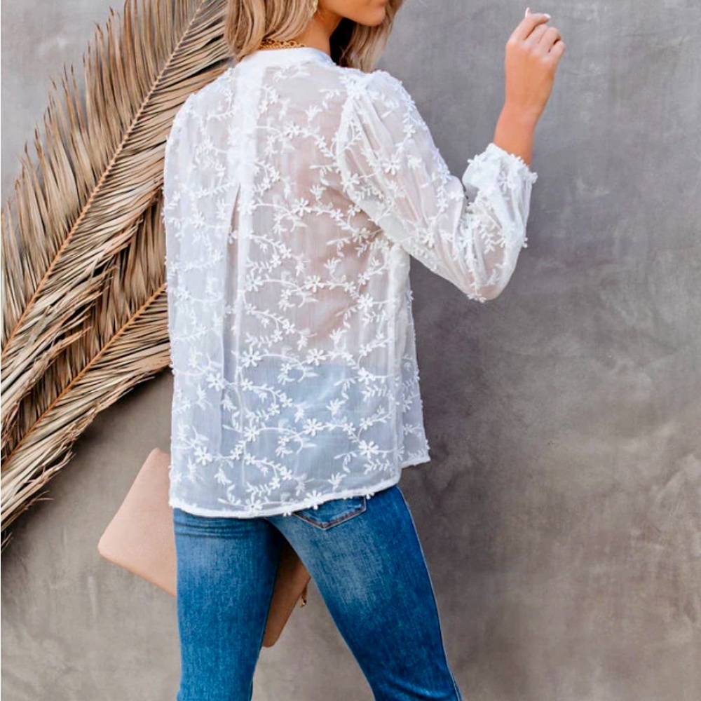 Nwot Vici Rooney Sheer Button Down - image 3